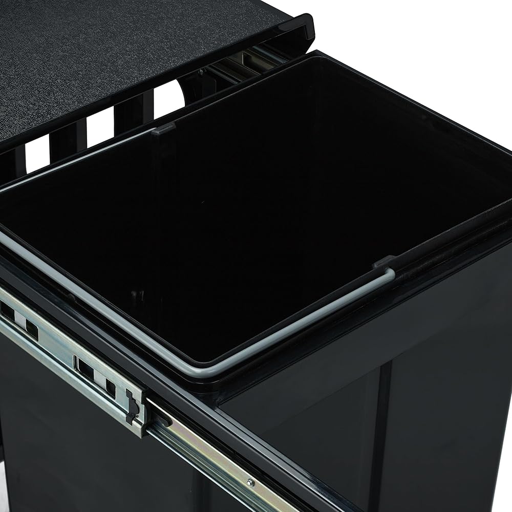 Relaxdays poubelle encastrable coulissante, 2 bacs, système de trie pour le sous-évier, 2x15l, 35,1 x 34,3 x 48 cm, noir : Cuisine et Maison