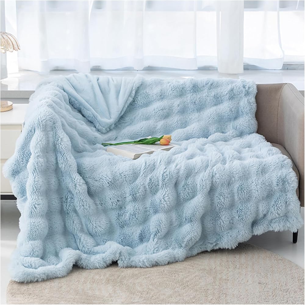 Ergocar Couverture, Plaid Fausse Fourrure de Lapin, Couverture de Décoration Intérieure, Chaude Plaid Double Face Doux pour Domicile, Les Voyages et Le Camping en Plein Air : Cuisine et Maison