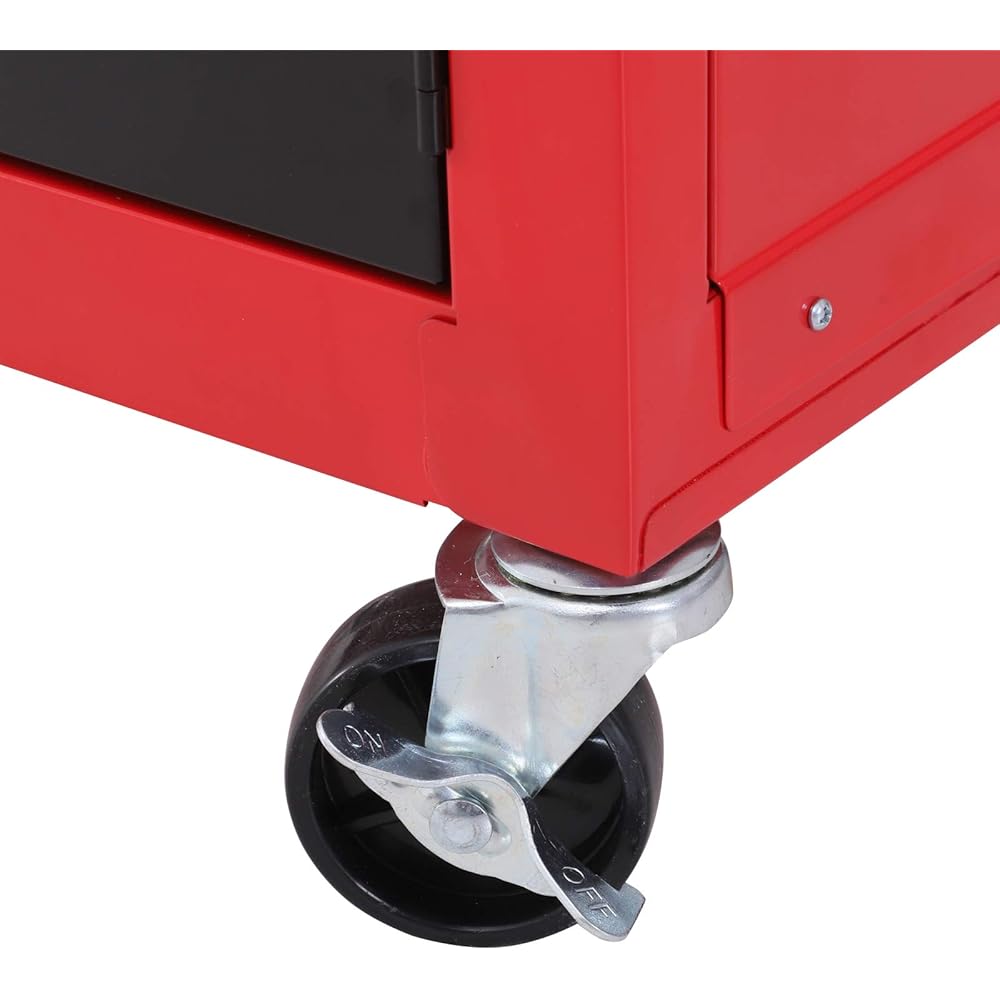 HOMCOM Servante d'atelier servante/Caisse à Outil 6 tiroir +1 Commode Coffre Amovible Chariot Acier Rouge et Noir : Bricolage