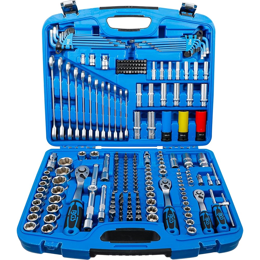 BGS 8820 | Coffret de Douilles à profil ondulé | 6,3 mm (1/4") / 10 mm (3/8") / 12,5 mm (1/2") | 218 pièces : Bricolage