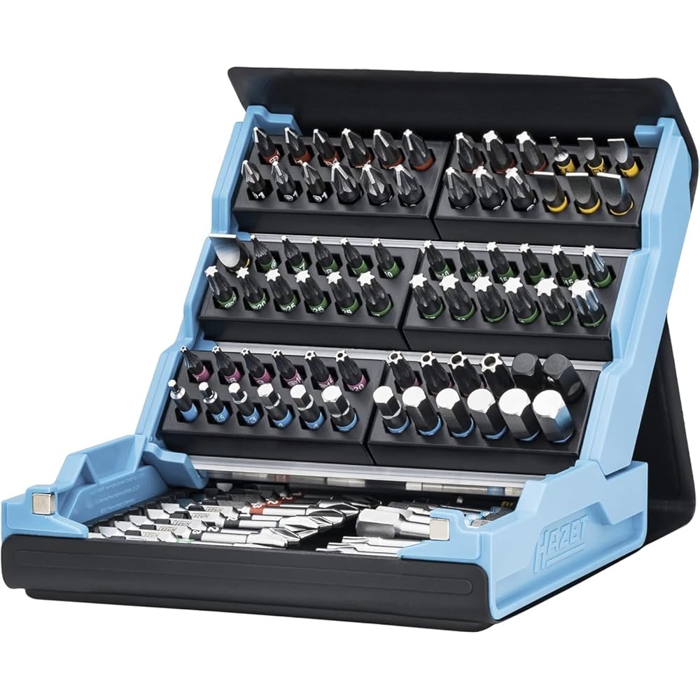 HAZET Smartcase Jeu d'embouts 2200SC-3 I 96 pièces, entraînement : 1/4 pouce, un maximum d'outils dans un minimum d'espace pour une meilleure vue d'ensemble I Jeu d'outils pliable : Bricolage
