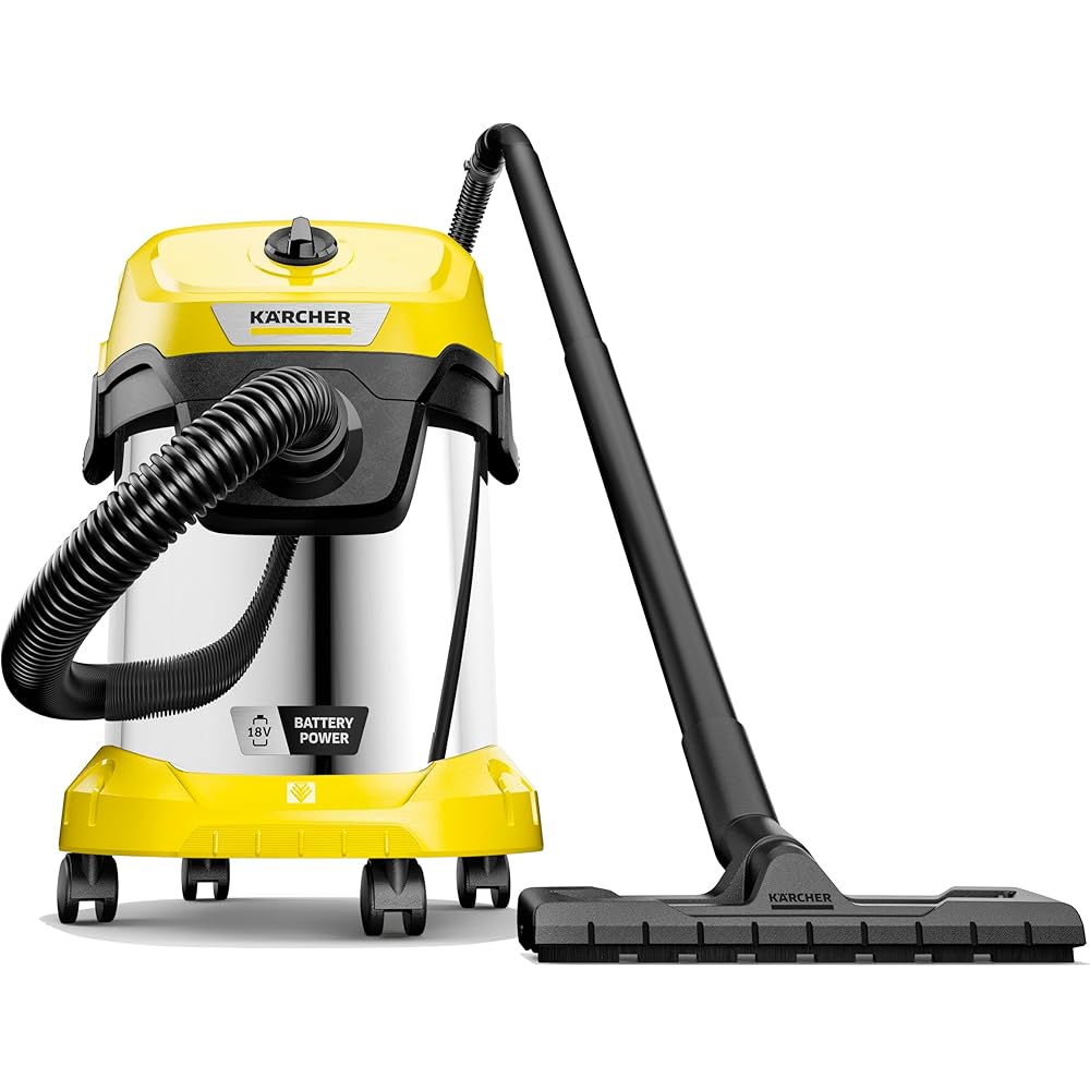 Kärcher WD 3-18 1.628-575.0 NASS-/Trockensauger 225W 17l Ohne Akku, Aspirateur Eau & poussière sur Batterie, Alu, Jaune, 18 V : Cuisine et Maison