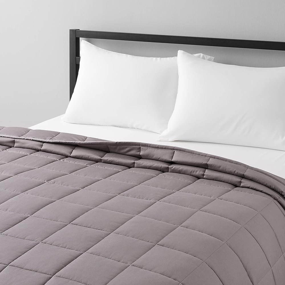 Amazon Basics Couverture lestée en coton pleine ou queen-size toutes saisons 9 kg avec 10 boucles intégrées, 152 cm x 203 cm, gris foncé : Cuisine et Maison