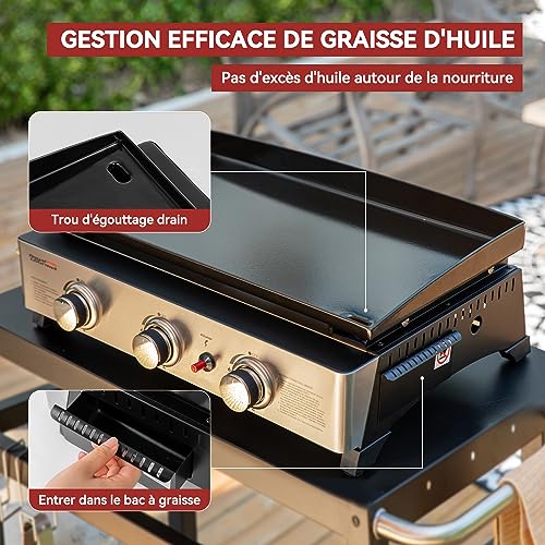 Royal Gourmet Plancha gaz 3 brûleurs, 7.5kW