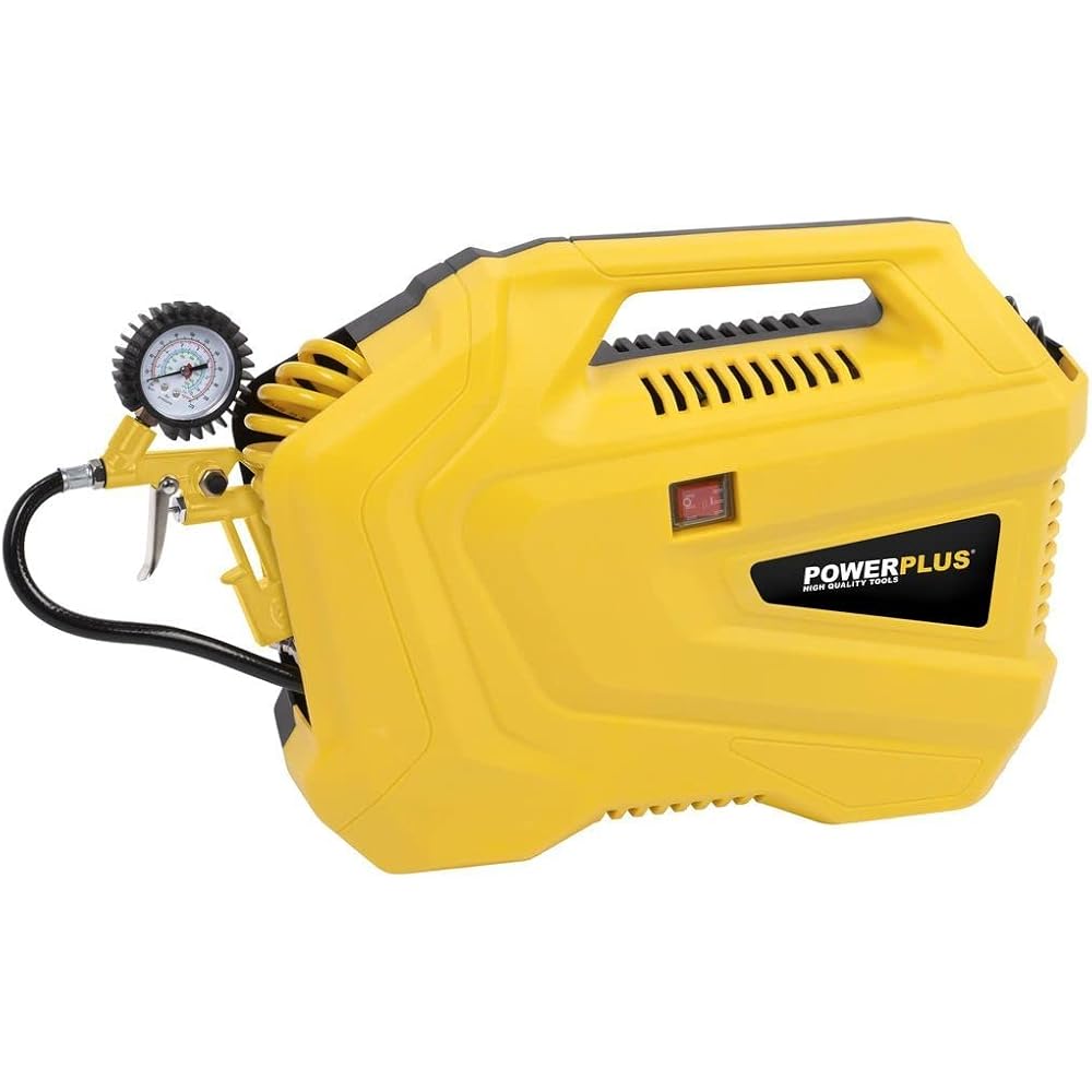 PowerPlus 10428 Compresseur 10428-Compresseur Portable-1100 W-Fonctionne sur 230 V-Pression 8 Bars : Bricolage