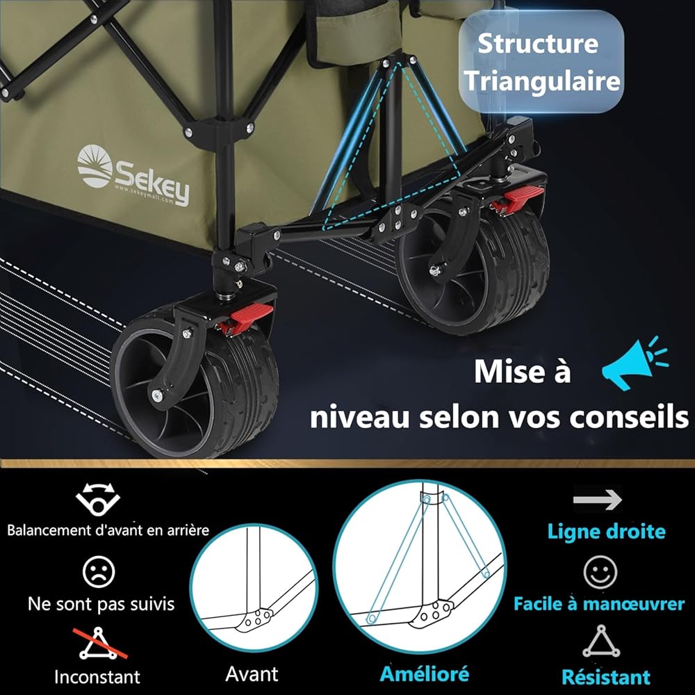 Sekey Chariot de jardin pliable 200L 150kg