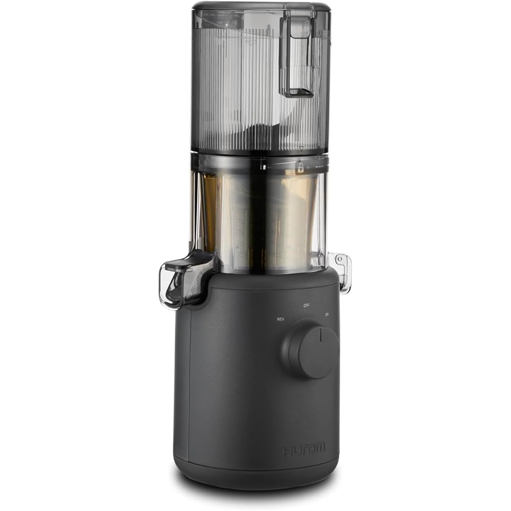 HUROM | Extracteur de jus | Extracteur à Jus de Fruits et Legumes | H310A | Presse à Froid | Moteur silencieux | Facile à nettoyer | Design compact | 220ml | 100 Watt | Sans BPA (Charcoal) : Cuisine et Maison