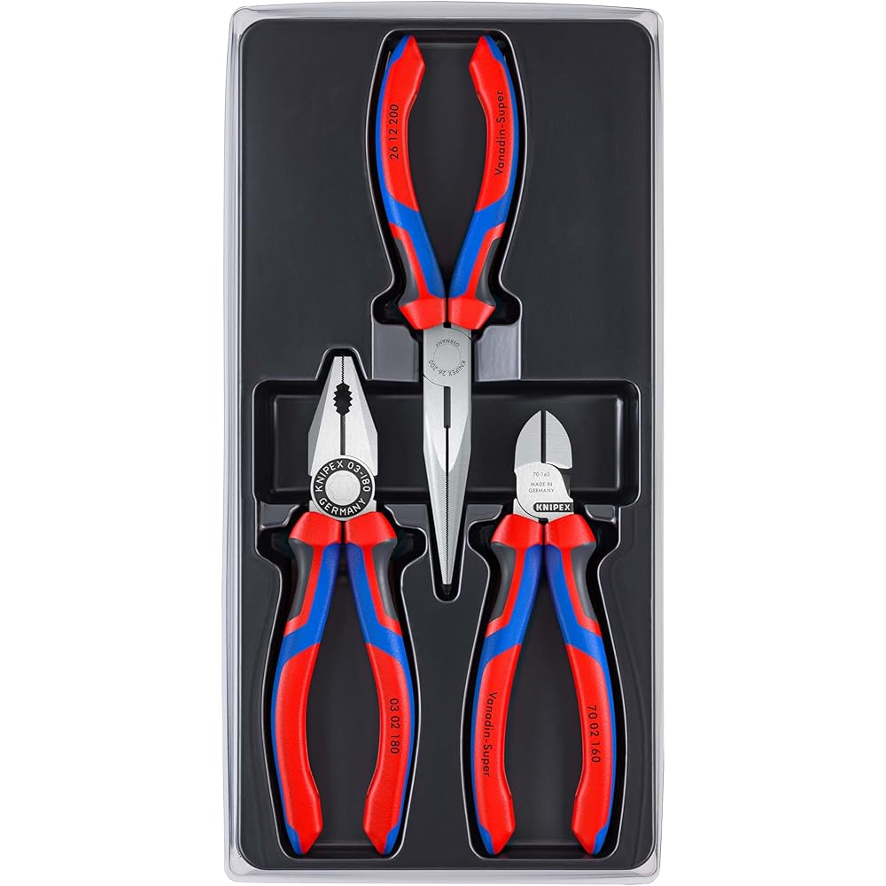 KNIPEX 00 20 11 Jeu des « essentielles » 1 x 03 02 180, 1 x 26 12 200, 1 x 70 02 160 : Bricolage