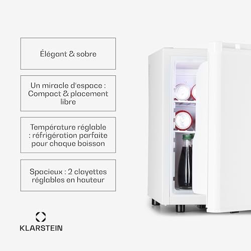 Klarstein Mini frigo de chambre 30L silencieux, réglable 5-15°C