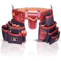 ABRIX, Ceinture à outils en toile et cuir, ceinture de charpentier, ceinture à outils réglable et robuste (76,2 à 132,1 cm), pochette à outils avec 28 poches : Bricolage