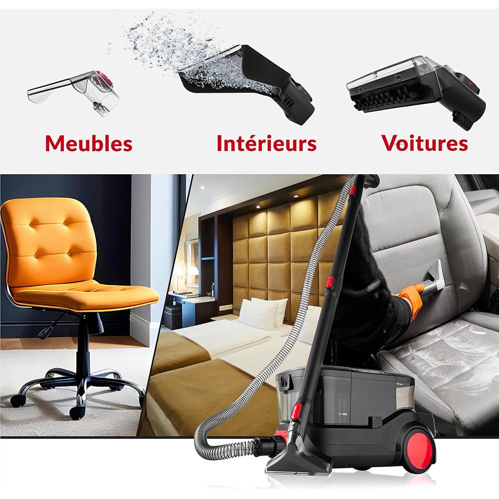 Lehmann LHOVW-8015 Prowash Aspirateur injecteur-extracteur 2000 W pour canapés tapis tissus d'ameublement et voiture