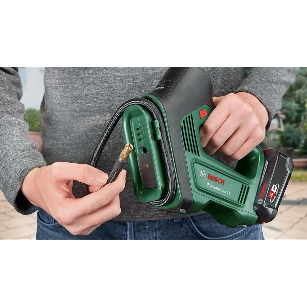 Bosch Home and Garden - Pompe à air/compresseur d'air - UniversalPump 18V (sans Batterie, système 18V, pour Les pneus de Voiture, de Moto et de vélo, 150 PSI, 10,3 Bars, Emballage en Carton) : Commerce, Industrie et Science