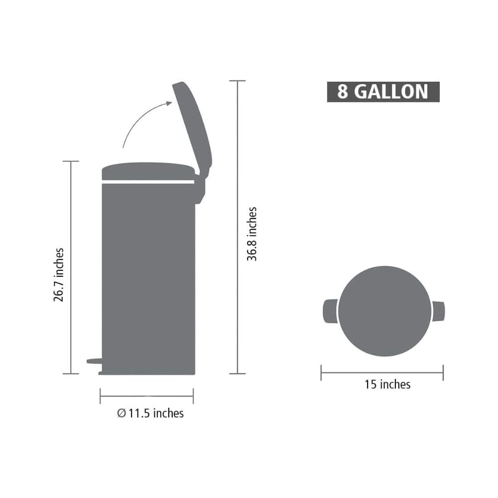 Brabantia - Poubelle 30l Newicon - Poubelle à Pédale avec Seau en Plastique - Grande Poubelle Base Antidérapante - Poubelle de Cuisine Hygiénique et Anti Odeurs - Poubelle Noir Mat : Brabantia: Cuisine et Maison