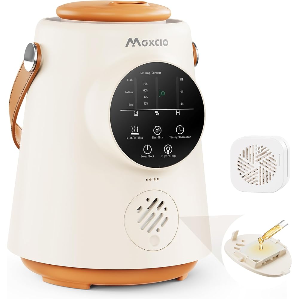 Maxcio Humidificateur et Diffuseur Huiles Essentielles, 2.5L Cool Mist Top-Fill Humidifier, 25H Humidificateur Écran tactile extra large avec Poignée de Transport, 23dB Silencieux, 7 Color Light : Cuisine et Maison