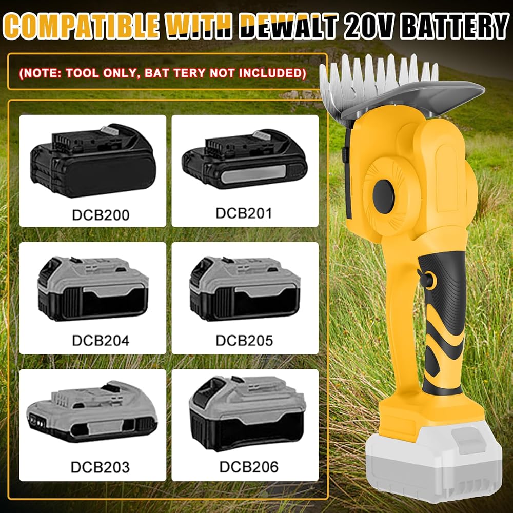 Taille-haie et cisaille à Gazon sans Fil 2 en 1, Cisaille à arbustes 60° réglable Compatible avec Dewalt 20V Batterie, Cisaille haie avec 2 Lames pour Tailler Les arbustes et l'herbe (sans Batterie) : Jardin