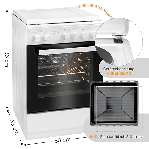 Bomann Cuisinière électrique 4 plaques four 48L