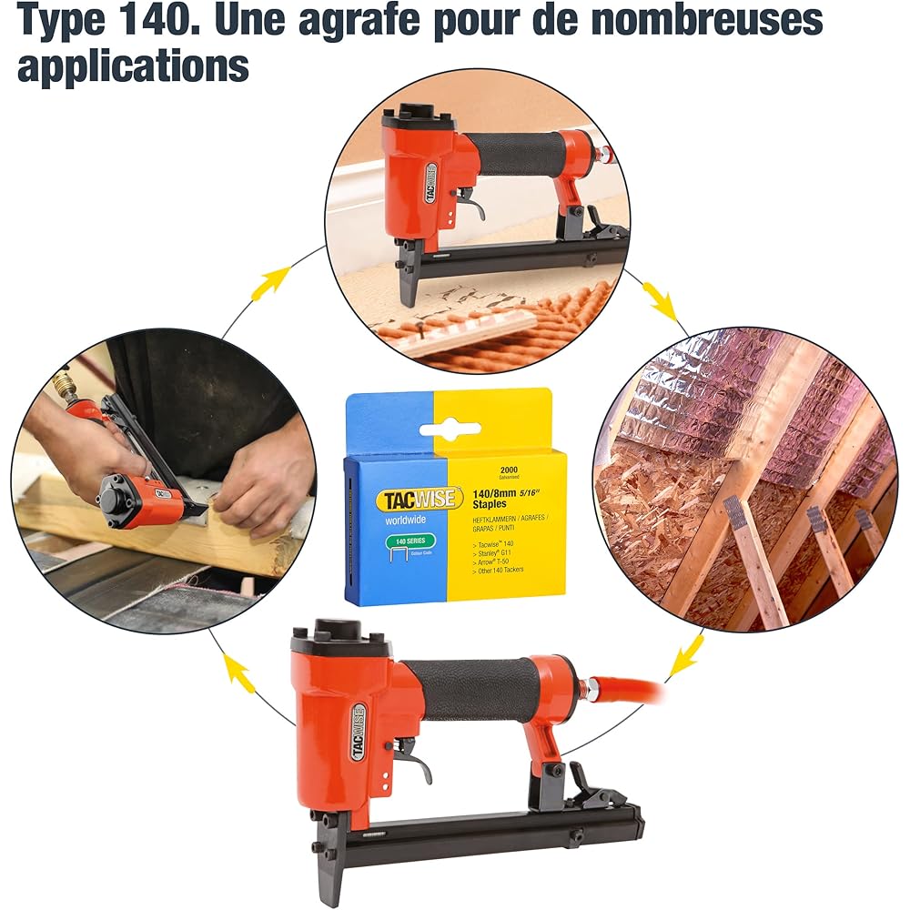 Tacwise A14014V Agrafeuse Pneumatique pour Tapisserie, Utilise les Agrafes de Type 140 / 4 - 14 mm : Bricolage