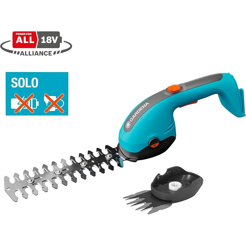 Gardena Cisaille à Gazon & Lame Taille buissons sans Fil PowerCut 20/18 V P4A Solo :cisaille, Largeur de Coupe 8 cm, Longueur de Coupe 20 cm, Changement de Lame Facile, sans Batterie (14750-55) : Bricolage