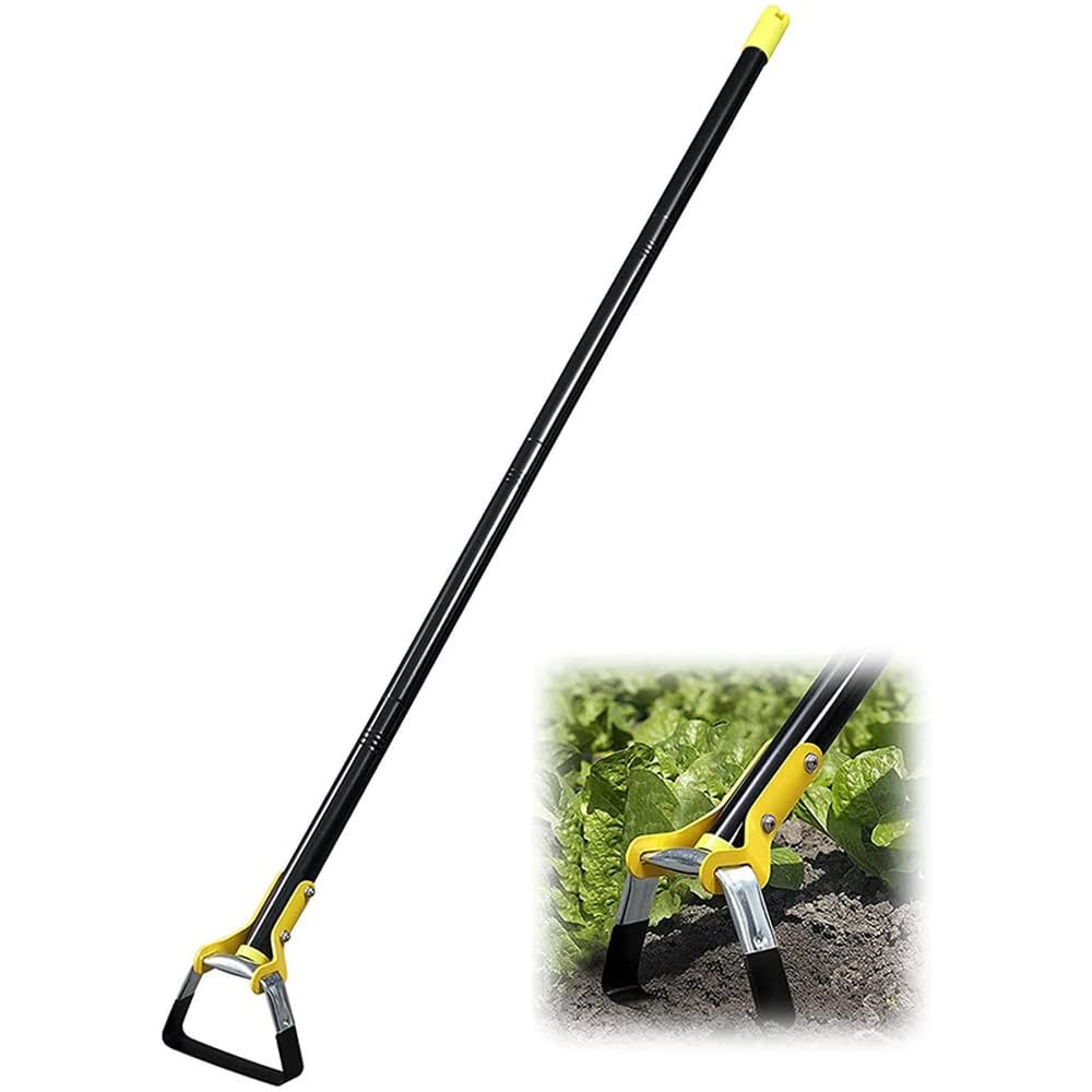 QQY Binette à étrier, binette de jardin, outil de jardinage en acier inoxydable aiguisé, binette ergonomique à long manche réglable (2,4 m) : Jardin