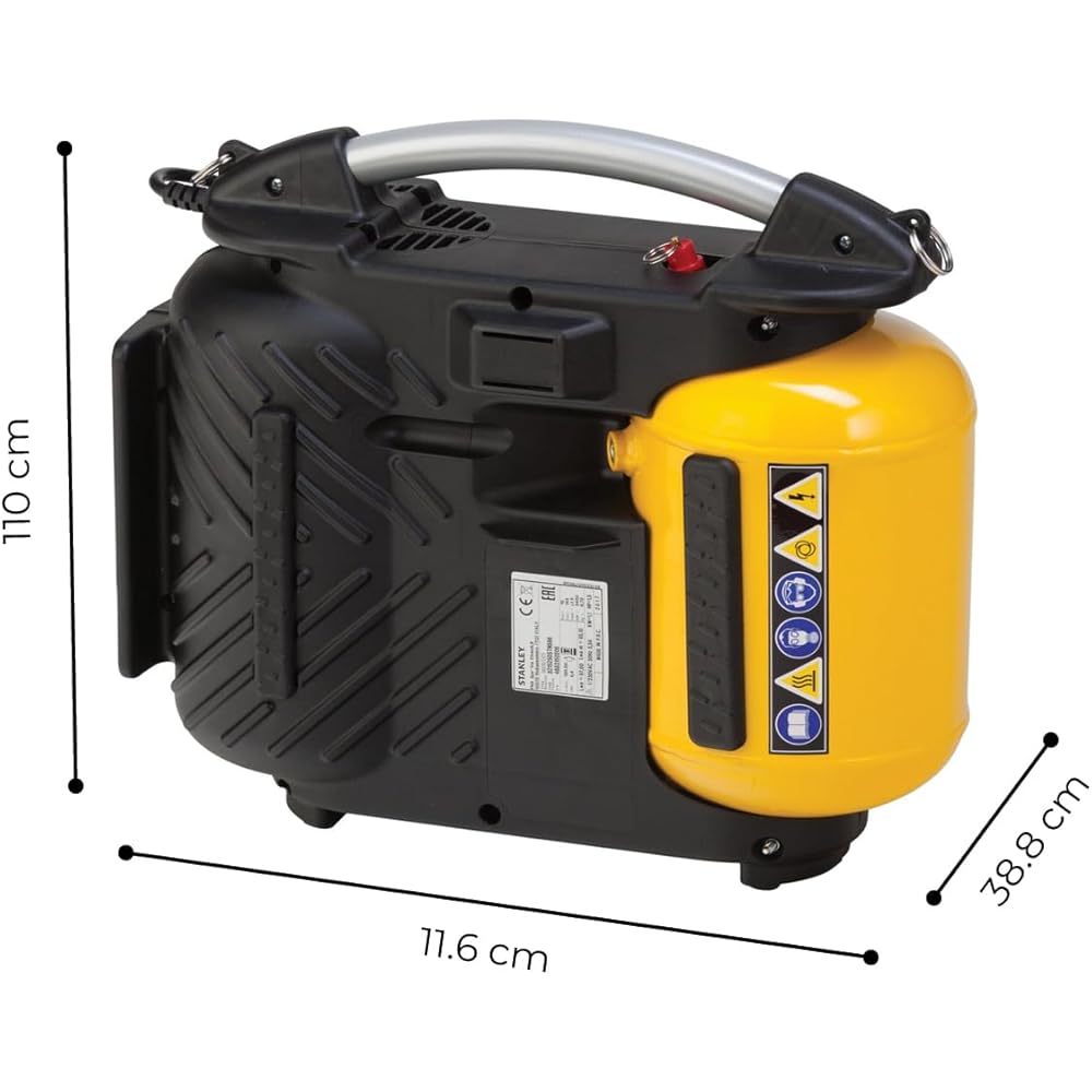 Stanley Compresseur DN200/10/5 - Compresseur à Air 10 Bar - 5L - 180L/Min - Compresseur à Air Portatif avec Poignée et Sangle de Transport - Jaune : Stanley: Bricolage