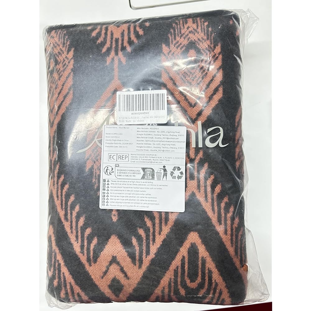 ACUSHLA Couverture Chaude en Laine mérinos - Gris bohémien (160 x 220 cm) - Couverture de canapé - Grand jeté de canapé - Idéal pour Le Camping en Plein air, Toutes Les Saisons : Cuisine et Maison