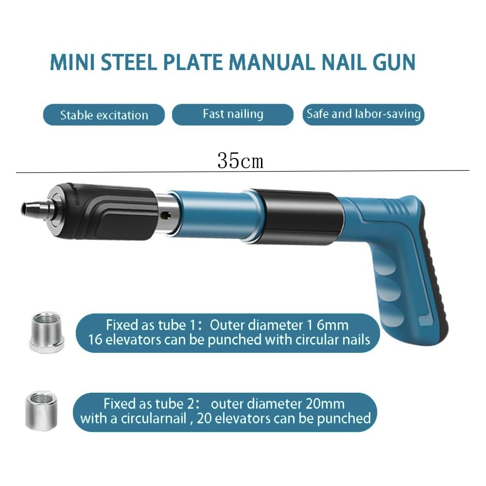 Cloueuse,Cloueur Beton,Pistolet A Clou,pistolet à ongles portable,avec 300pièces clou beton(7.3mm),lunettes,Boîte en plastique 5 Engrenages Réglable Double Silencieux,pour mur en ciment,maison : Bricolage