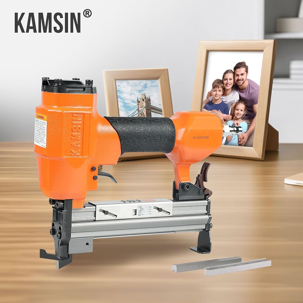 Kamsin V1015 Cloueur pneumatique pour cadres, cloueur pneumatique en V，7-15mm clous en V, calibre 30, jointeur de bois électrique, cloueur pour cadres en bois (Kamsin V1015 cloueur en V) : Bricolage