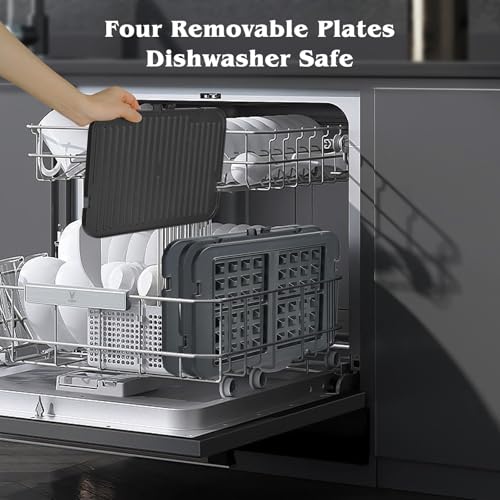 AMZCHEF Gril contact multifonction 4-en-1 2000W avec plaques