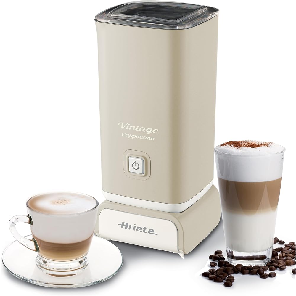 Ariete Cappuccinateur Vintage 2878, Mousseur à Lait Électrique Rétro Pour Cappuccino Et Chocolat Chaud, Buse à Cappuccino Électrique 2 Minutes, Capacité 250Ml, Puissance 500W, Beige : Cuisine et Maison