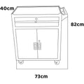 BOUDECH Buddy Chariot d'atelier à deux portes avec tiroir et serrure, armoire de garage avec roues autobloquantes, surface de travail avec tapis antidérapant : Bricolage
