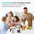 Livatro Mousseur à lait électrique avec double gobelets, 600 ml et 400 ml, passe au lave-vaisselle, avec fonction mémoire, mousse de lait chaude et froide, pour latte, cappuccino, lait au chocolat : Cuisine et Maison