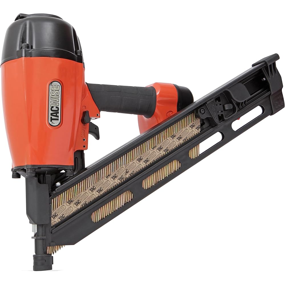 Tacwise KDH90V Cloueuse à Charpente Pneumatique pour Clous en Bande Inclinés, Utilise des Clous en Bande Reliés en Papier, 50-90 mm, angle de 34° : Bricolage