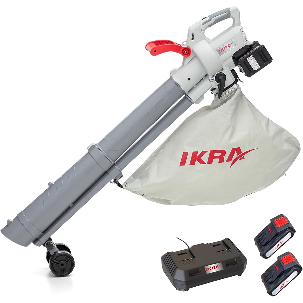 IKRA aspirateur souffleur de Feuilles à Batterie 3en1 IALS 2-20 INCL. 2X Batterie & Double Chargeur Rapide : Jardin