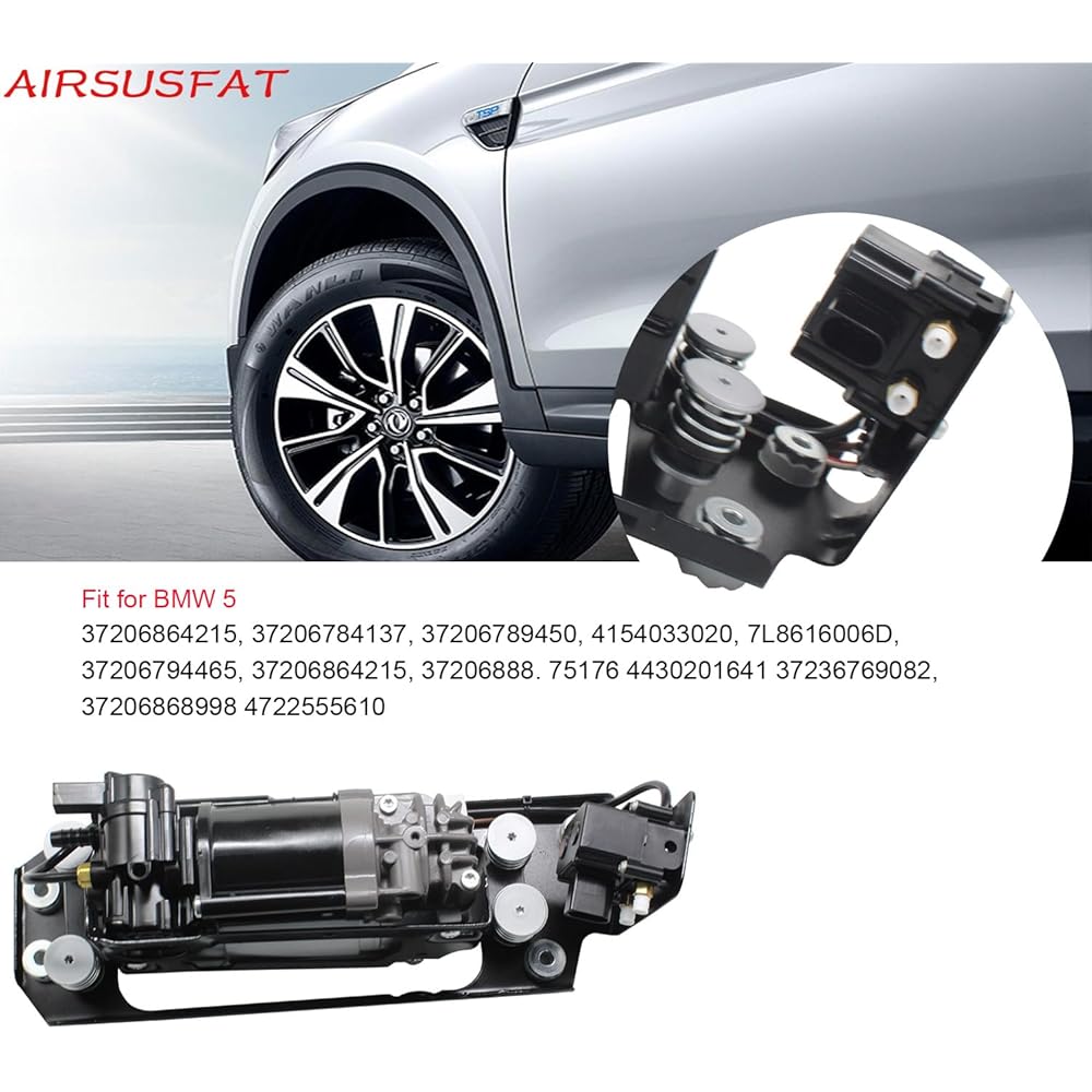 AIRSUSFAT Compresseur de suspension pneumatique avec support et bloc de valve pour BMW Série 7 F02 F11 37206784137, 37206789165, 37206789450 37206794465, 37206864215 : Auto et Moto