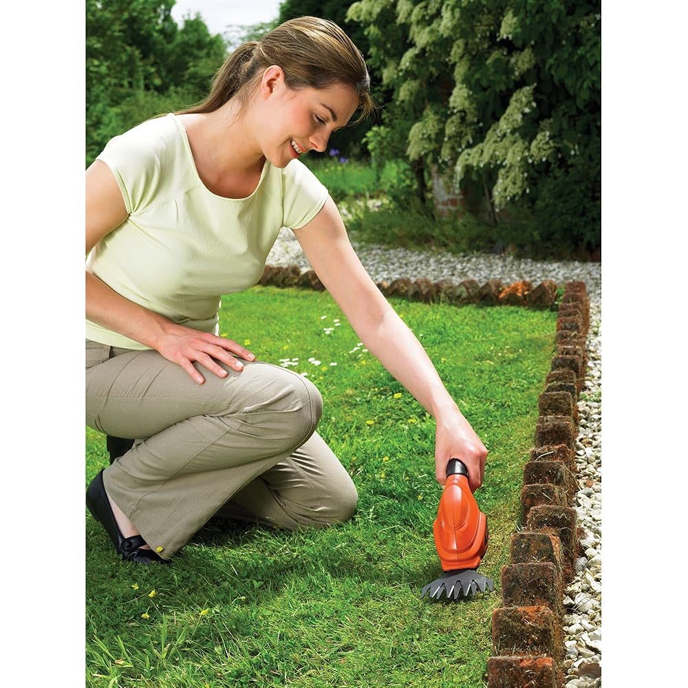 BLACK+DECKER Cisaille Electrique 3,6V, Sculpte-Haies avec Indicateur de Charge LED, Idéal pour Tailler les Parterres de Fleurs et les Bordures, Largeur de Lame 30 cm, Pas de Lame 23 mm, GSL200-QW Rouge : Bricolage