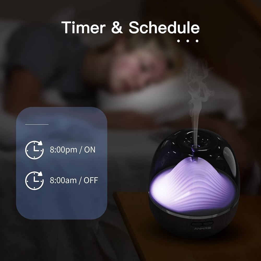 Ankrs Diffuseur d'Huiles Essentielles WiFi, 600ml Humidificateur d'air Compatible avec Alexa/Google Home, Diffuseur Électrique Connecté avec RGB Colorées, Timer et Contrôle à Distance sur l’APP : Hygiène et Santé