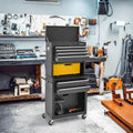 GOPLUS Chariot d’Atelier avec Coffre Amovible, Coffre à Outils Roulant avec 6 Tiroirs & Armoire à Étagère Réglable, pour Garage, Atelier, Charge 90kg(Noir) : Bricolage