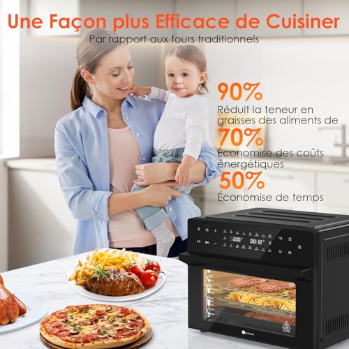 LLIVEKIT Friteuse sans huile XXL 30L avec fonction rôtisserie