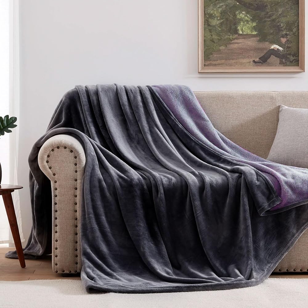 YISURE Couverture d'amour imperméable 230x200cm pour Couples,King Size Couverture Grise et Violette pour Couples Adultes, Protège-Matelas réversible pour Meubles ou lit : Cuisine et Maison