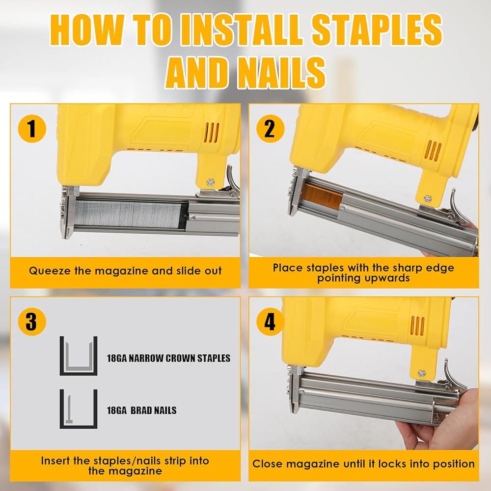 Agrafeuse électrique sans fil compatible avec batterie Dewalt 20 V, 100 W, agrafeuse électrique pour bois, avec 500 clous et 500 agrafes – Sans batterie ni chargeur : Bricolage