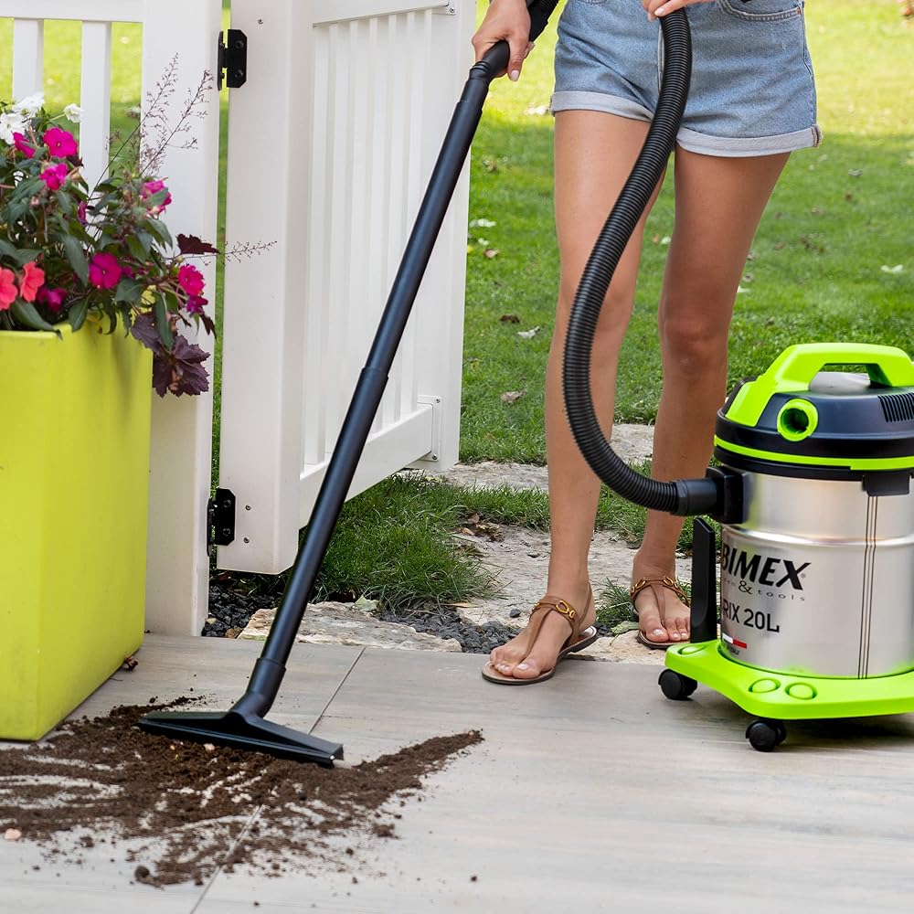 RIBIMEX Aspirateur 20 L by PRASP20IT, RIBIMEX-PRASP20IT-Bidon Solides et liquides 20 L-1200 W, Plastique et métal, Vert, Noir, Acier : Cuisine et Maison