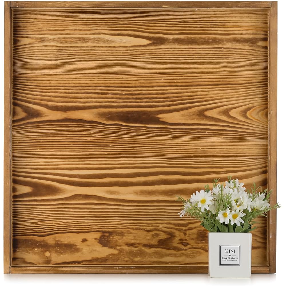 Hanobe Grand Plateau Service XXL: Carre 55 cm Plateau en Bois Table Decoratif Rustique Deco Plateaux pour Salle de Séjour Ottoman Cuisine Bois Brûlé : Cuisine et Maison