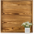 Hanobe Grand Plateau Service XXL: Carre 55 cm Plateau en Bois Table Decoratif Rustique Deco Plateaux pour Salle de Séjour Ottoman Cuisine Bois Brûlé : Cuisine et Maison