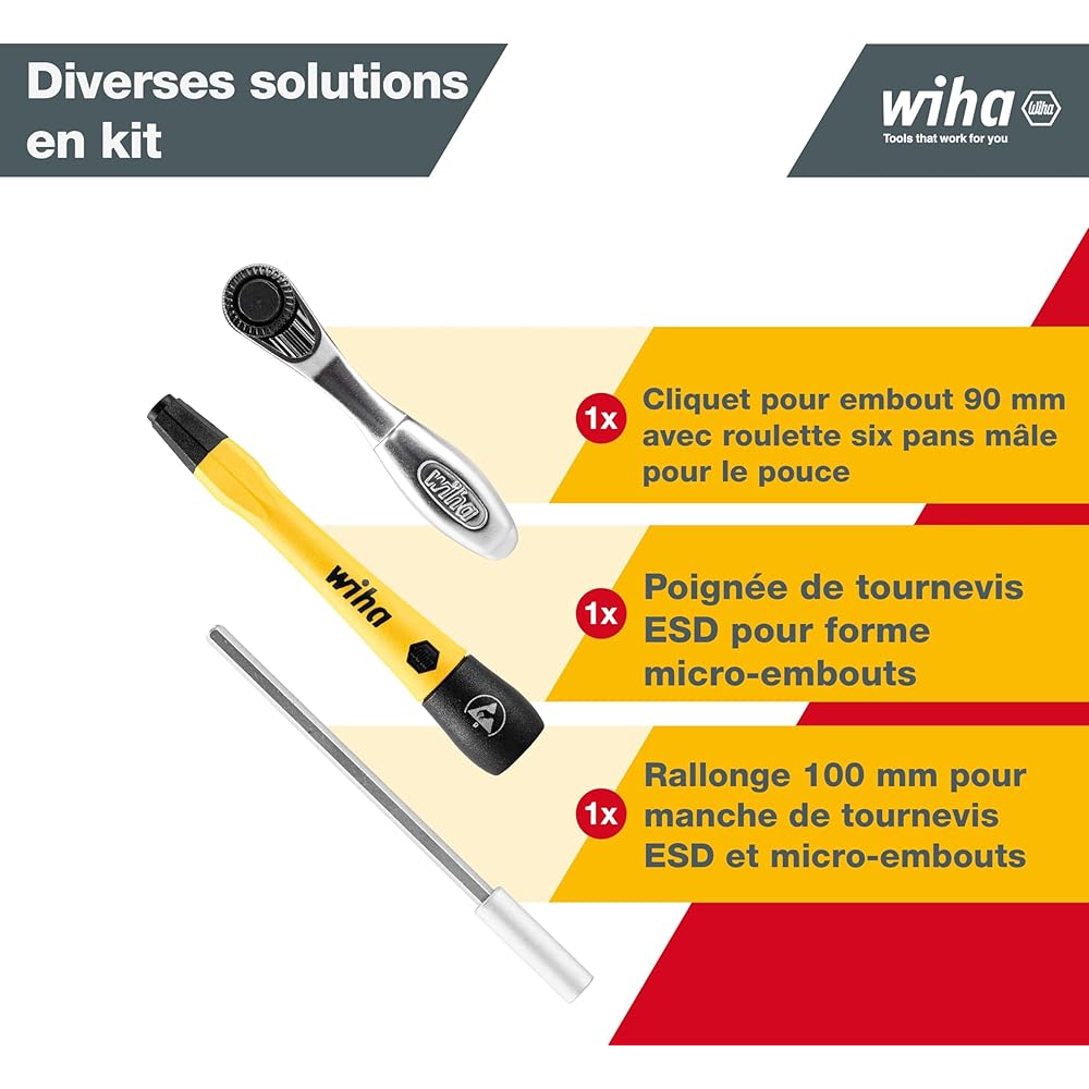 Wiha Jeu de 65 embouts avec coffret : Bricolage