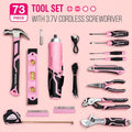 WORKPRO Caisse à Outils Complete Rose 73 Pièces avec Tournevis sans Fil 3,7 V, Boîte à Outils Complete avec Boîte en Fer Portable, Mallette à Outils pour Réparation Dommestique ou de Travail : Bricolage