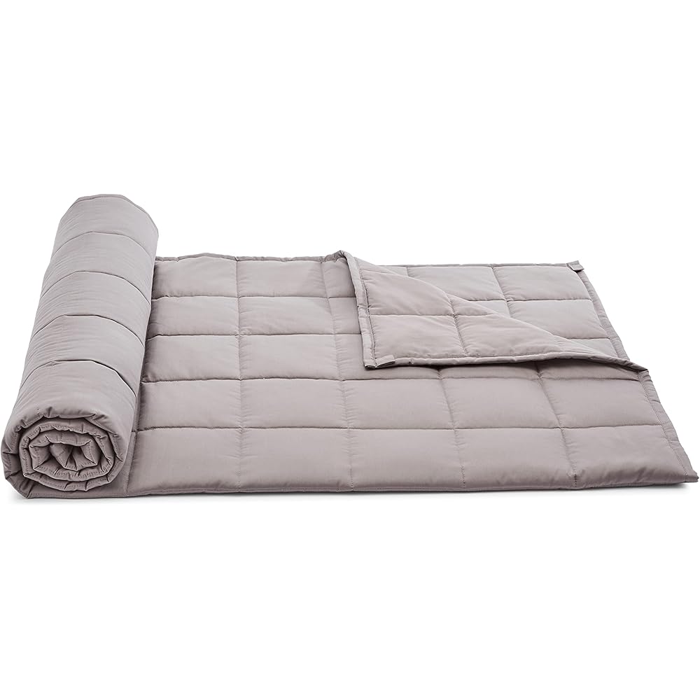 Amazon Basics Couverture lestée en coton pleine ou queen-size toutes saisons 9 kg avec 10 boucles intégrées, 152 cm x 203 cm, gris foncé : Cuisine et Maison