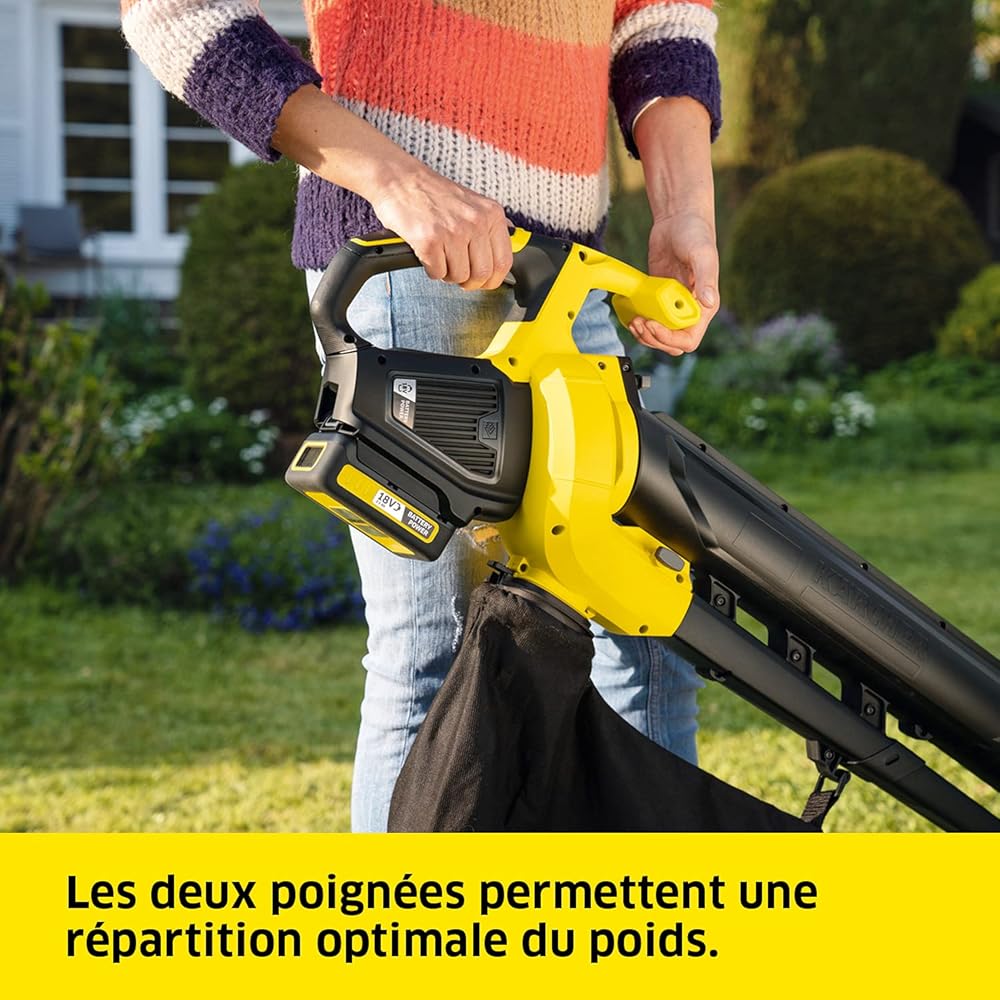 Kärcher 1.444-100.0 Souffleur aspirateur BLV 18-200 (sans Batterie Amovible) + Set Batterie Power 18V / 5 Ah et Chargeur Rapide : Jardin