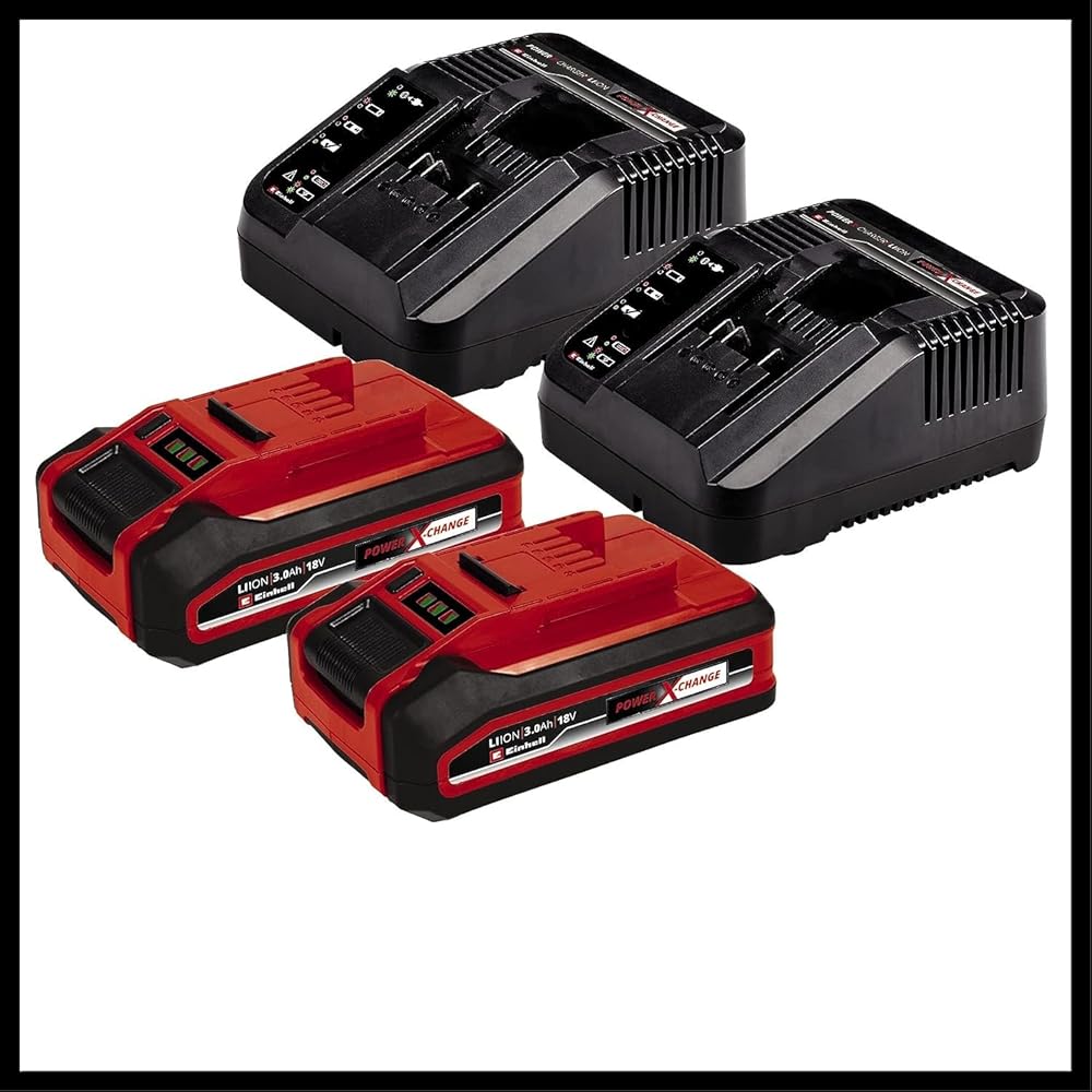 Einhell Tondeuse à gazon sans fil GE-CM 36/37 Li + Cisaille à gazon sans fil GE-CG 18/1 Li Power X-Change (18 V, largeur de coupe 37 cm) Livré avec 2 batteries 3,0 Ah et 2 chargeurs) : Jardin