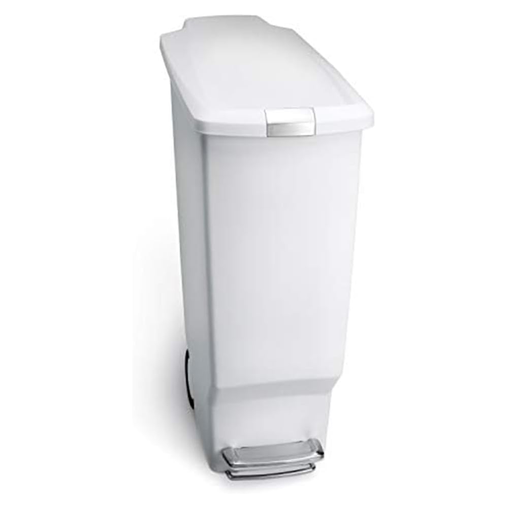simplehuman CW1362 poubelle étroite à pédale, poubelle de recyclage pour la cuisine, tri selectif, plastique blanc, 40 litres : Cuisine et Maison