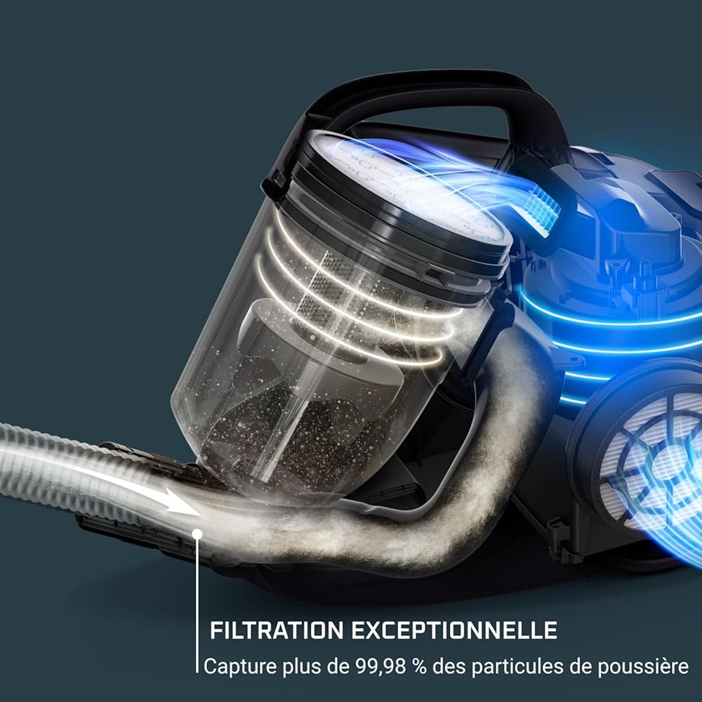Rowenta Swift Power Cyclonic Aspirateur sans sac, Capacité 1,2 L, Haute performance, Moteur basse consommation, Compact, Brosse parquet RO2933EA, Bordeaux : Cuisine et Maison
